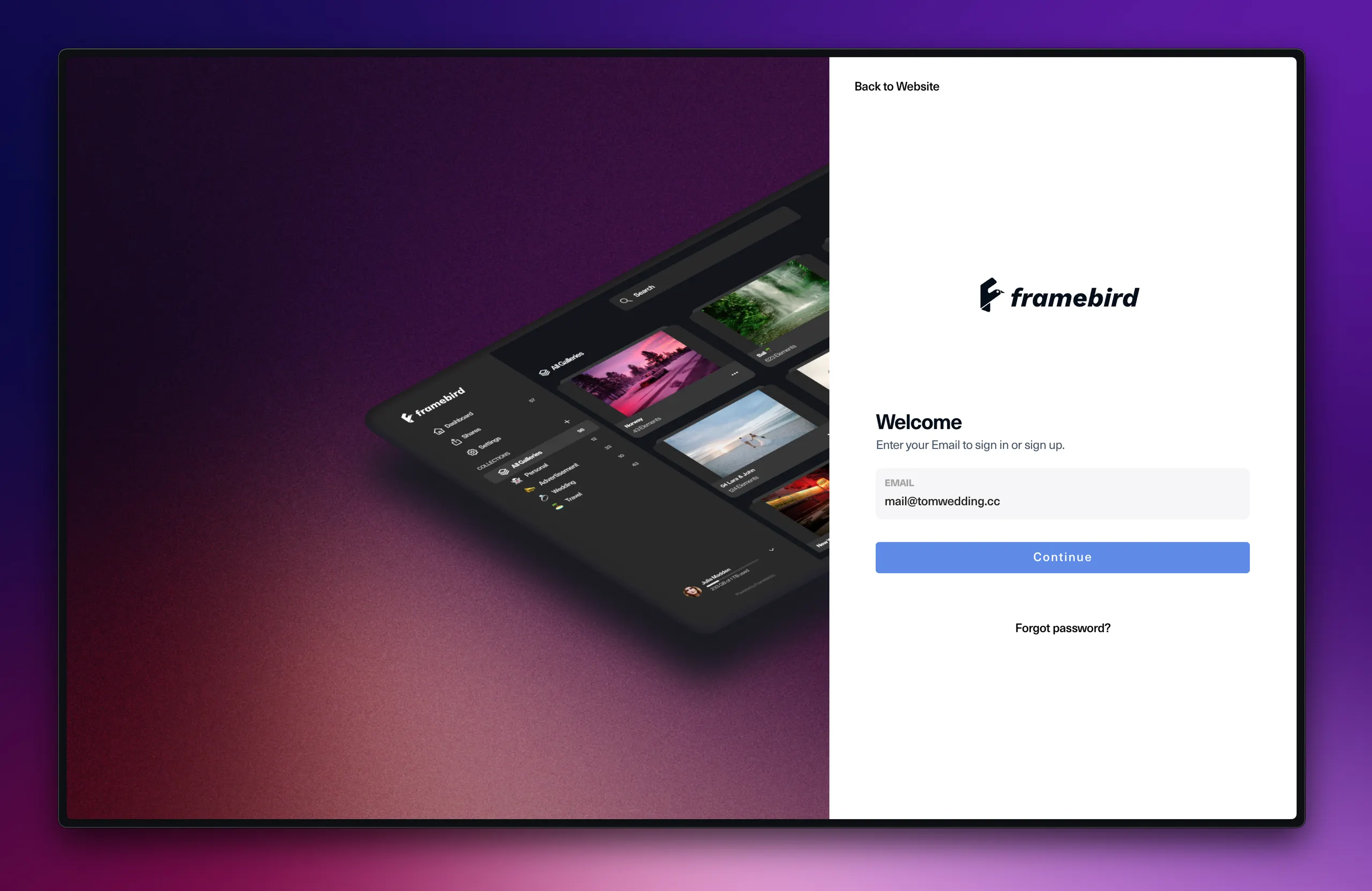 Erstelle ein Framebird-Konto